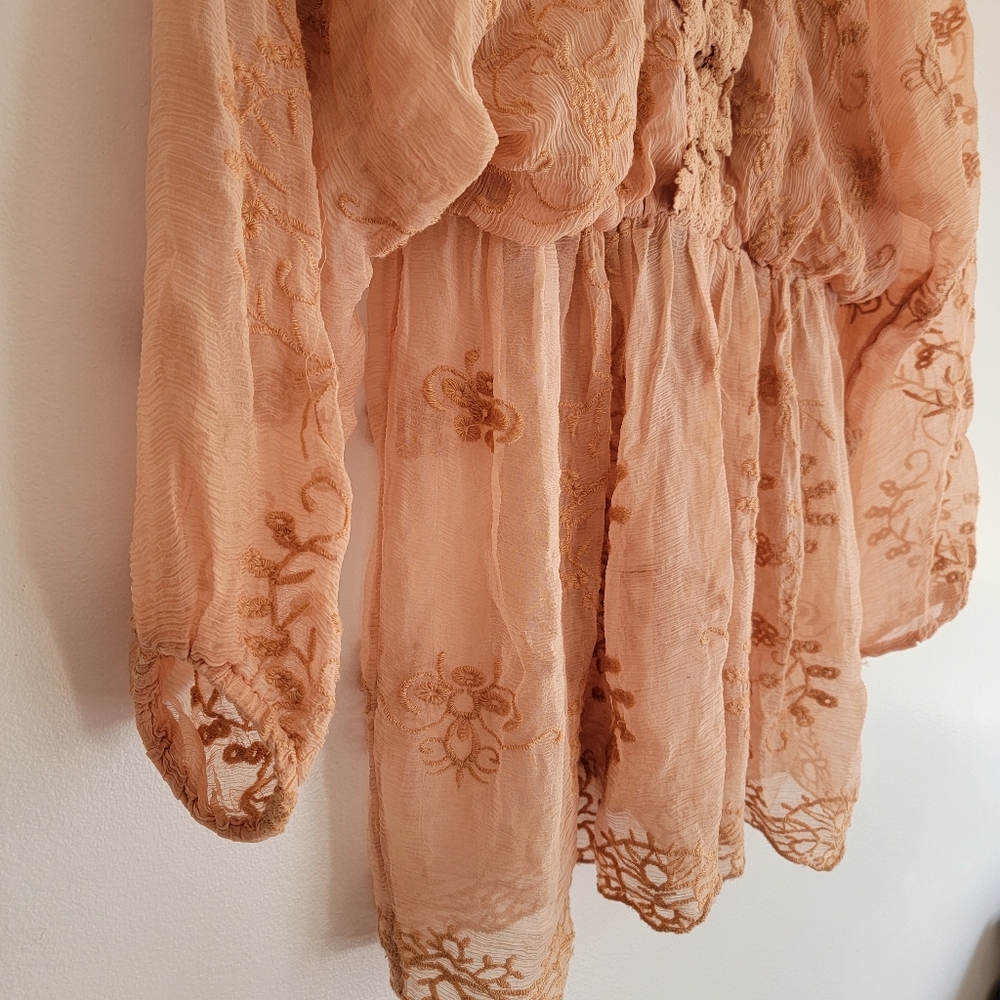 Free People Lace Dress Tunic Lace Up S/M Hippie Boho Renaissance Festival Breezy - Picture 4 of 14